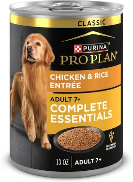 Purina Pro Plan Wet Dog Food For Senior Dogs Adult 7 Plus Chicken and Rice Entree Classic - (Pack of 12) 13 oz. Cans
