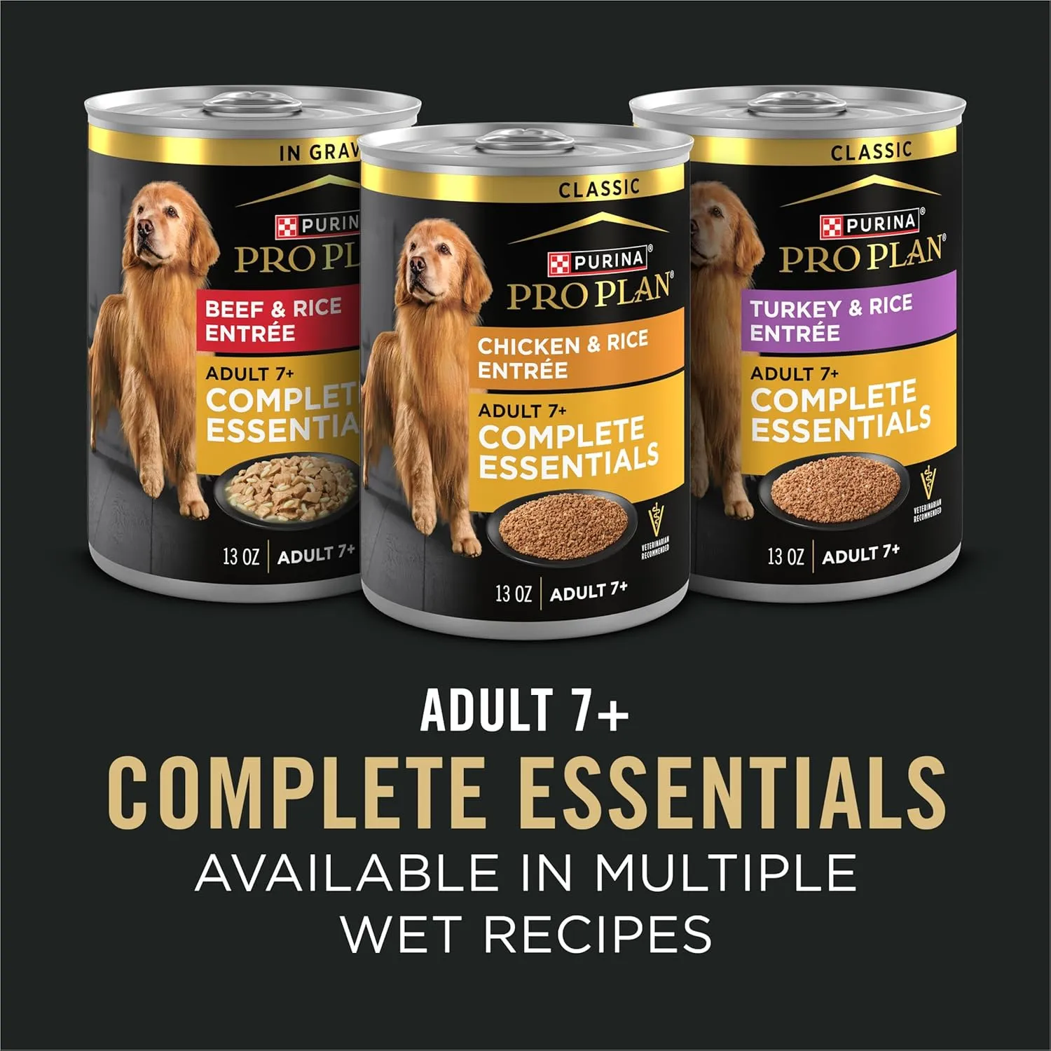 Purina Pro Plan Wet Dog Food For Senior Dogs Adult 7 Plus Chicken and Rice Entree Classic - (Pack of 12) 13 oz. Cans