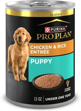 Purina Pro Plan Wet Puppy Food Pate, Wet Food Classic Chicken and Rice Entre - (Pack of 12) 13 oz. Cans