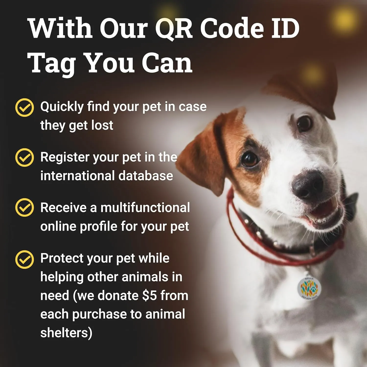 QR Code Dog Tag Silent Id Pet Tags Personalized Name Plate with Online Profile (Liberty, Small_Round)