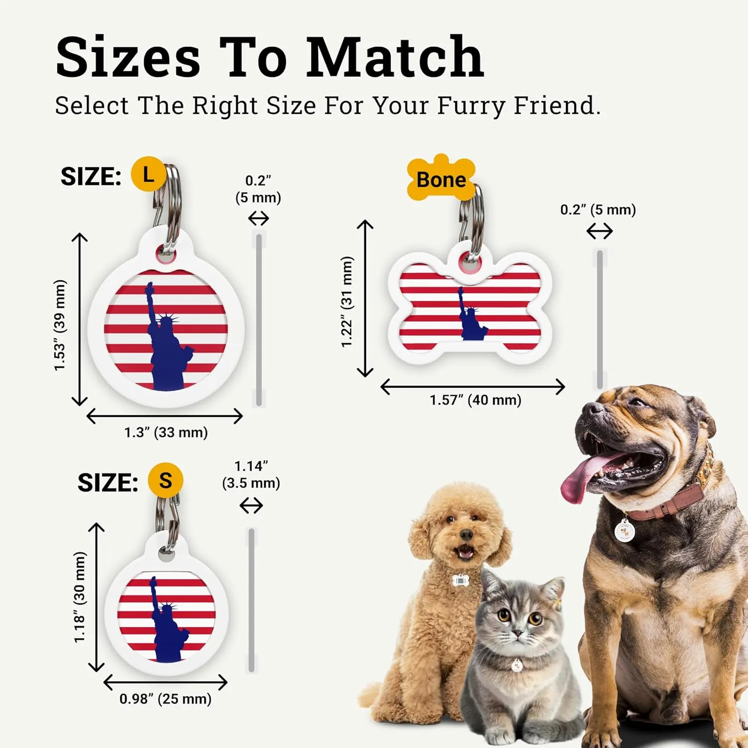 QR Code Dog Tag Silent Id Pet Tags Personalized Name Plate with Online Profile (Liberty, Small_Round)