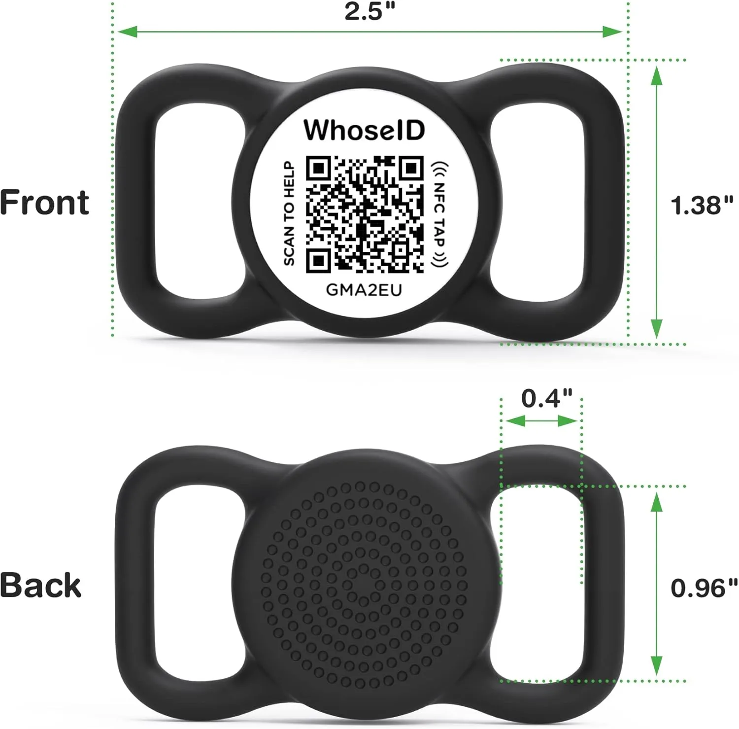 QR Code Dog Tag with NFC, Personalized Pet ID Tag, Silent Dog ID Tag, Modifiable Pet Online Profile, Multiple Emergency Contact, Scan QR Code Send GPS Location Email (Regular, Black&White)
