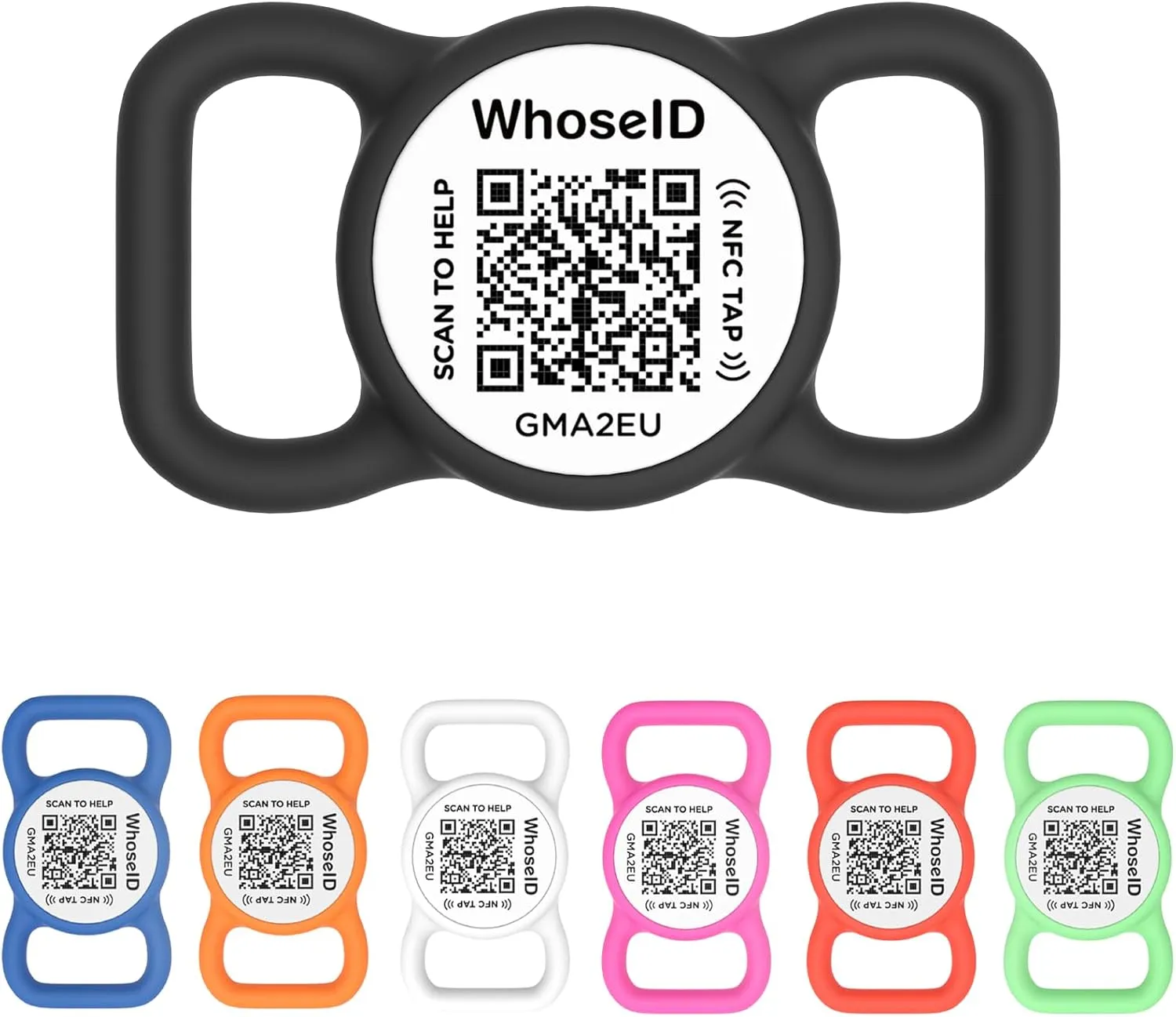 QR Code Dog Tag with NFC, Personalized Pet ID Tag, Silent Dog ID Tag, Modifiable Pet Online Profile, Multiple Emergency Contact, Scan QR Code Send GPS Location Email (Regular, Black&White)