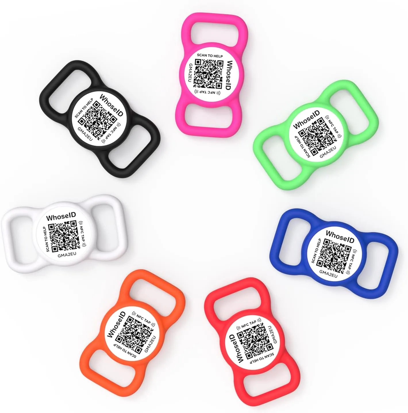 QR Code Dog Tag with NFC, Personalized Pet ID Tag, Silent Dog ID Tag, Modifiable Pet Online Profile, Multiple Emergency Contact, Scan QR Code Send GPS Location Email (Regular, Black&White)