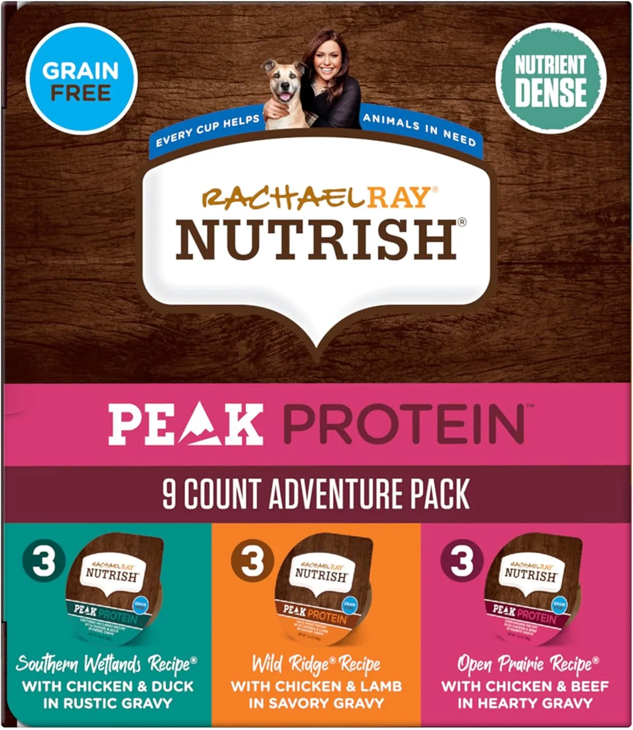 Rachael Ray Nutrish Peak Natural Wet Dog Food with Added Vitamins, Minerals & Other Nutrients, Adventure Pack Variety, 3.5 Ounce Tub (Pack of 18), Grain Free, High Protein