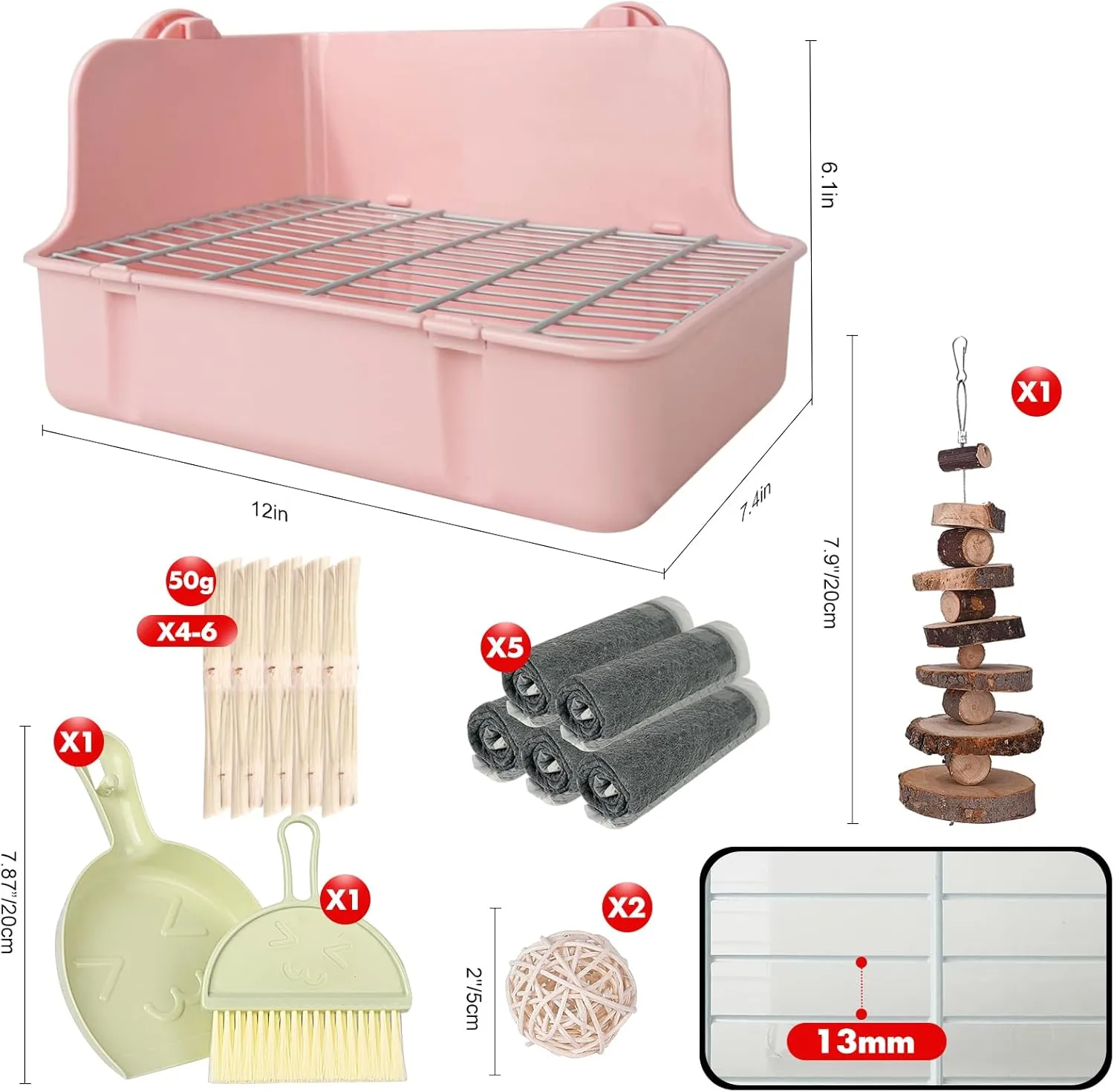 RUBYHOME Rabbit Litter Box Bunny Litter Box Guinea Pig Potty Trainer Corner Bedding Pet Potty Pan for Rabbit Guinea Pig Ferret Small Animal Cage Accessories