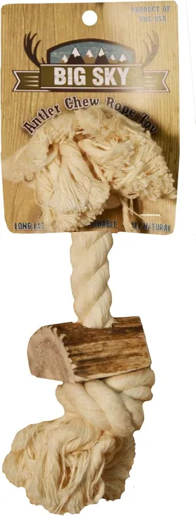 Scott Pet 5/8" X 8" 1 Piece Rope Toy With Antler, Small, White