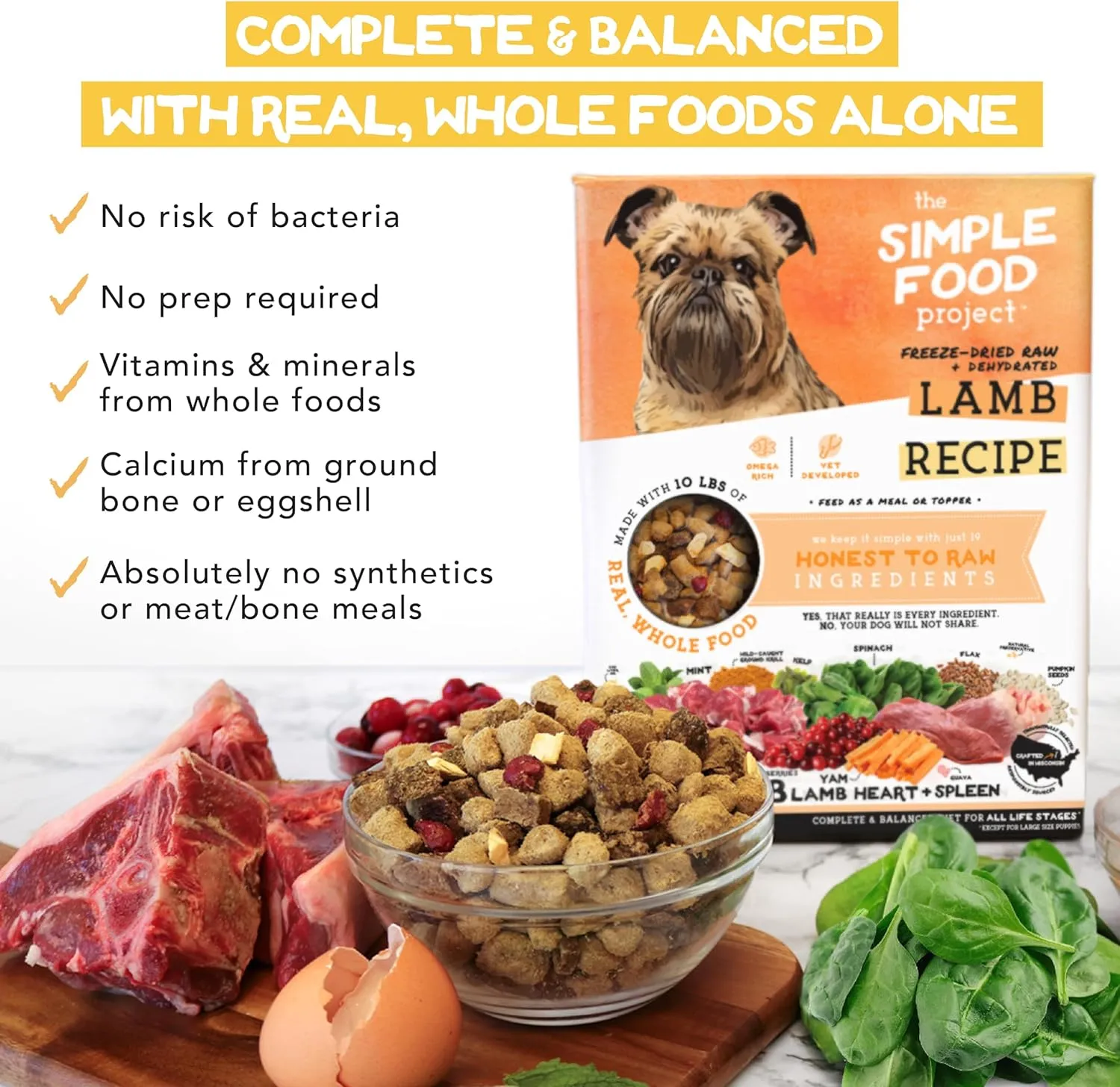 Simple Food Project The Freeze Dried Raw Dog Food Topper Featuring Organic Human Grade Ingredients [6 Pack Variety - 1oz Samples Bison, Duck, Lamb, Beef/Salmon, Duck/Trout, and Chicken/Turkey] 
