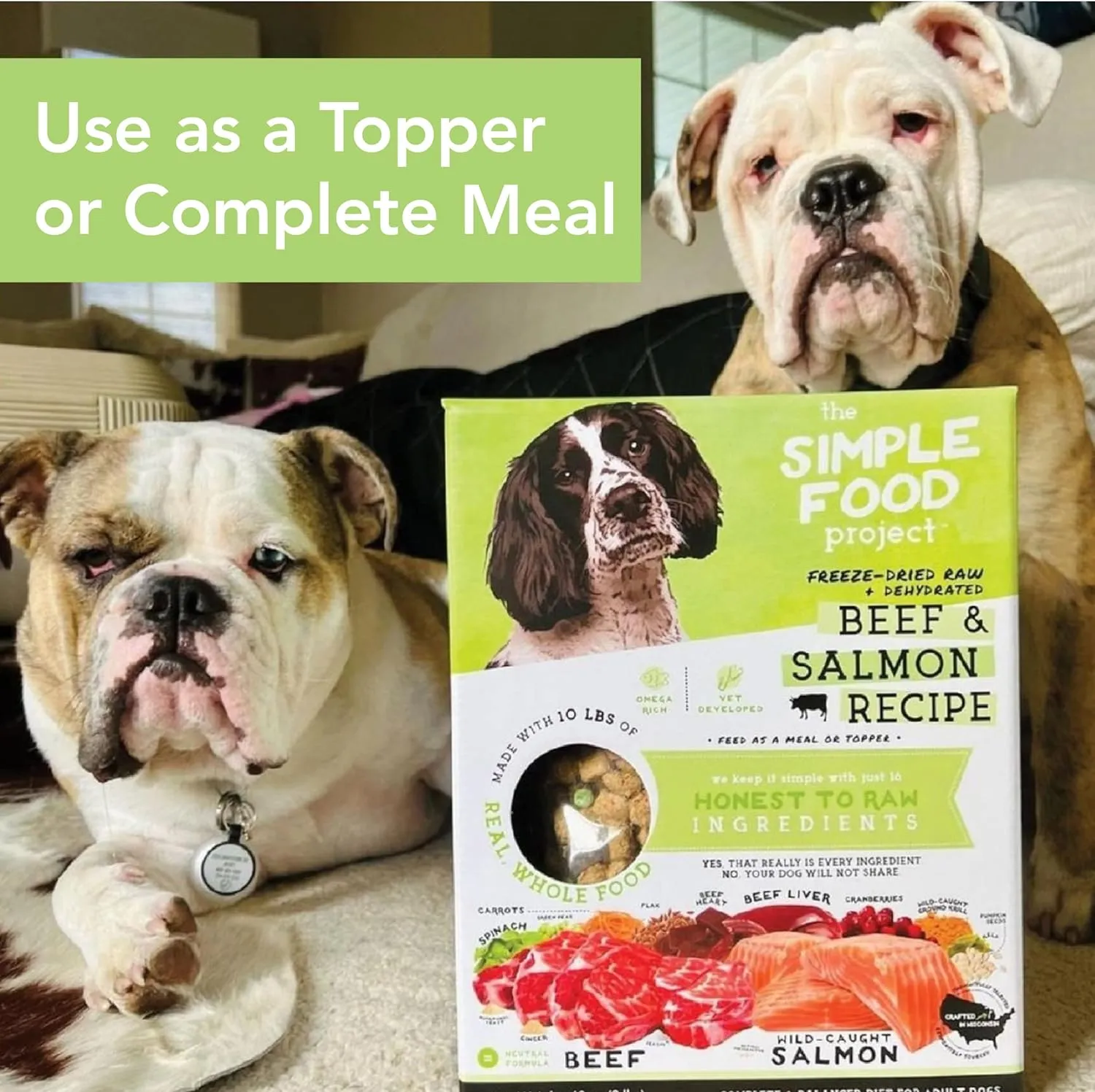 Simple Food Project The Freeze Dried Raw Dog Food Topper Featuring Organic Human Grade Ingredients [6 Pack Variety - 1oz Samples Bison, Duck, Lamb, Beef/Salmon, Duck/Trout, and Chicken/Turkey] 