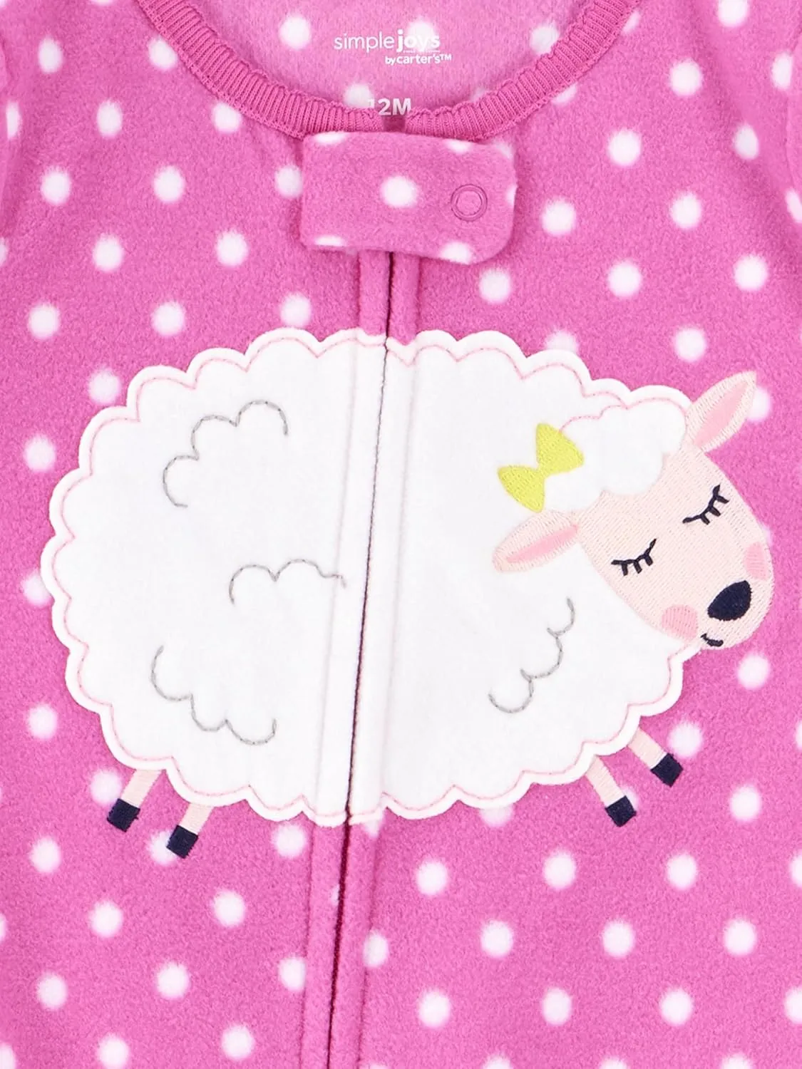 Simple Joys by Carter's Toddlers and Baby Girls' Loose-Fit Flame Resistant Fleece Footed Pajamas, Pack of 3