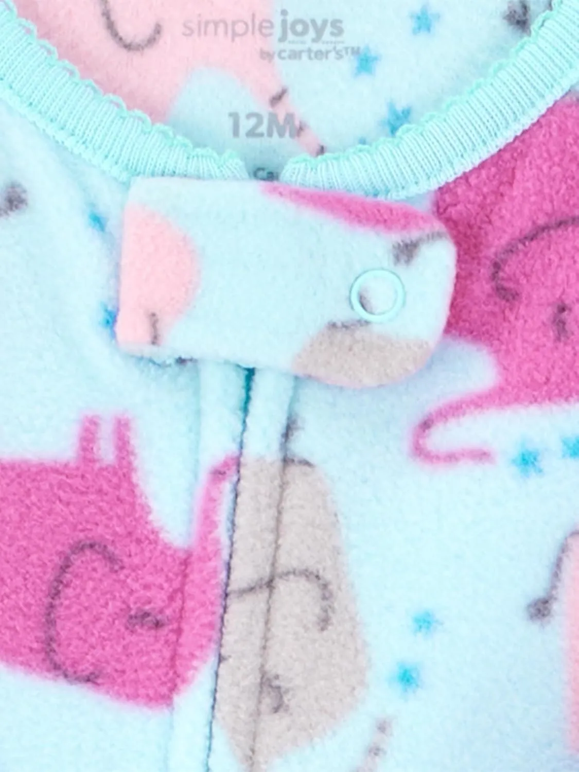 Simple Joys by Carter's Toddlers and Baby Girls' Loose-Fit Flame Resistant Fleece Footed Pajamas, Pack of 3