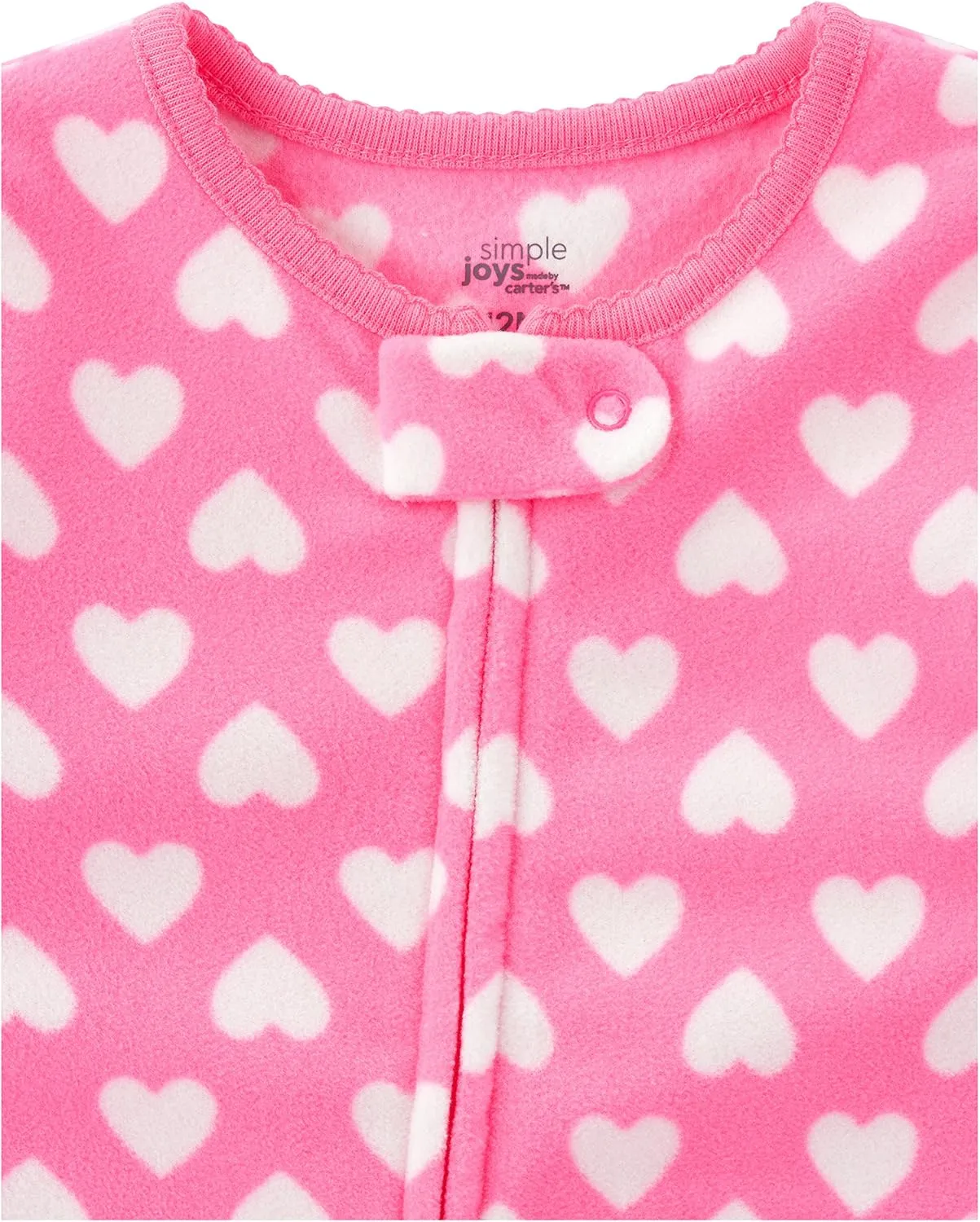 Simple Joys by Carter's Toddlers and Baby Girls' Loose-Fit Flame Resistant Fleece Footed Pajamas, Pack of 3