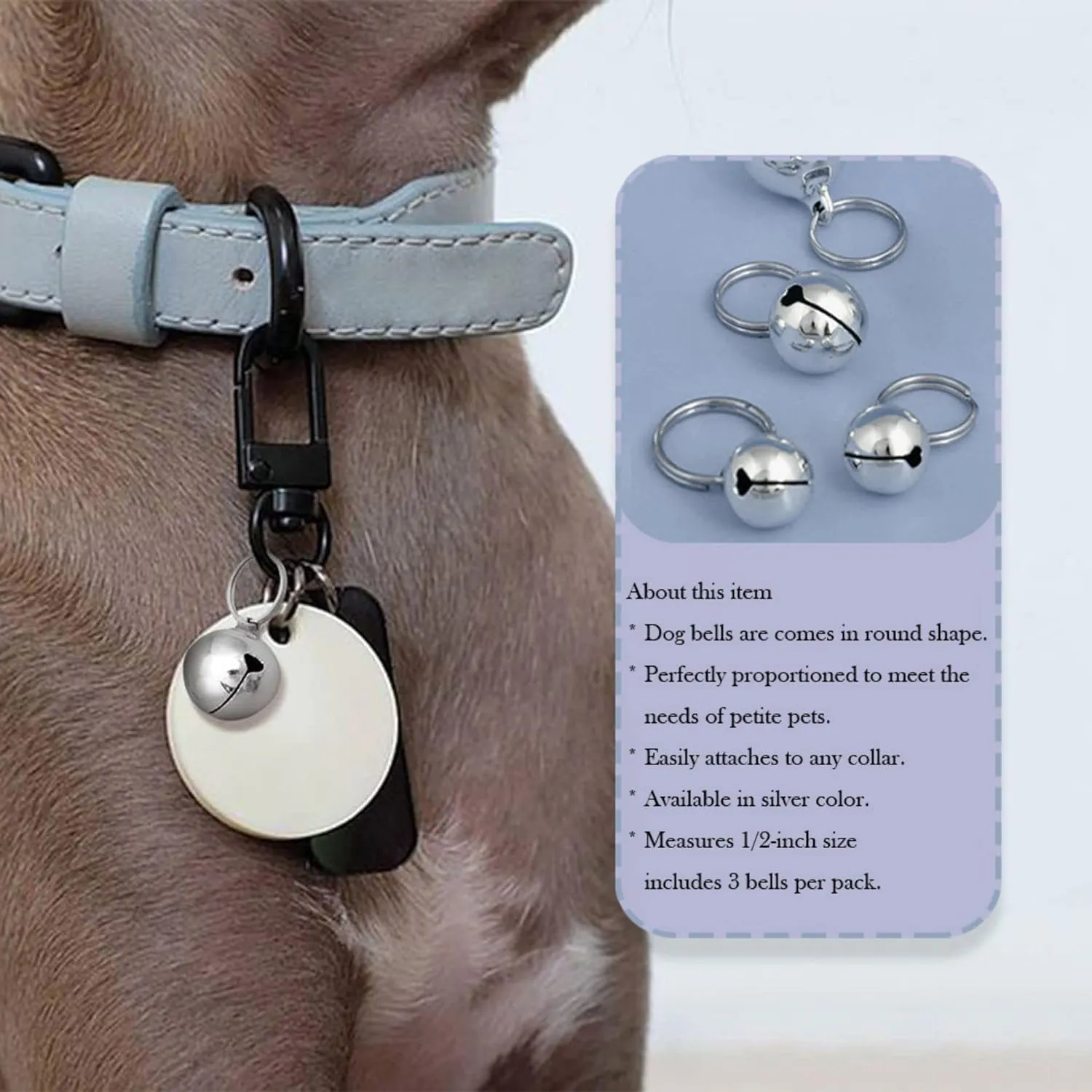 SKYPIA Round Dog Bells Dog Charm Bells Pet Pendant, 3 PCS Anti-Lost Training Bells for Collars, Suitable for Pet Pendant Accessories,1/2-Inch, Random