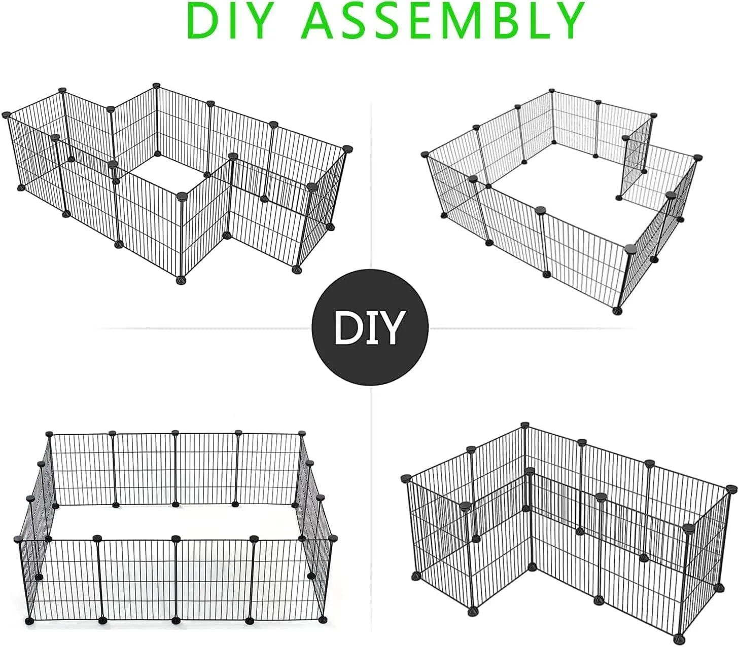 Small Animal Playpen, Guinea Pig Cages, Pet Playpen, Rabbit Cage,Small Animal Cage, Puppy Kitten Dog Playpen, Indoor Outdoor Portable Metal Wire Yard Fence,15 X 12 Inch, 24 Panels, Black