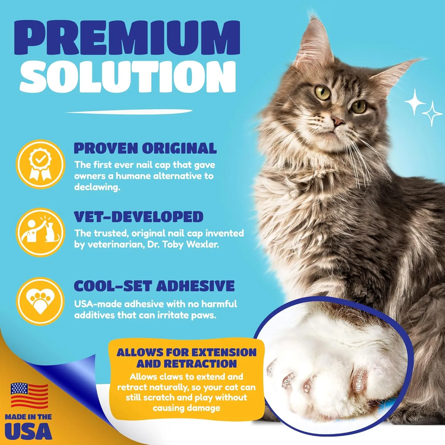Soft Claws Cat Nail Caps for Large Cats  (40 Caps, Black) - Made in USA - Veterinarian-Developed | Protects Furniture & Skin - Easy to Apply, Long-Lasting Anti-Scratch Soft Cat Claw Covers