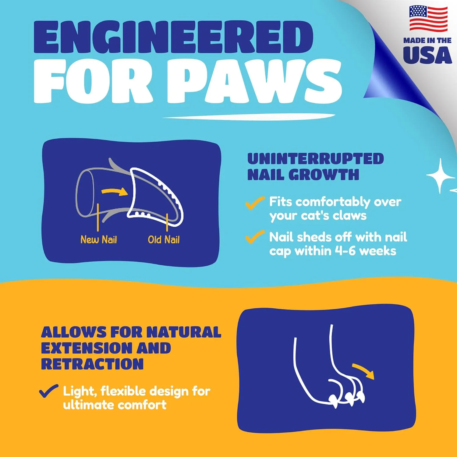 Soft Claws Cat Nail Caps for Large Cats  (40 Caps, Black) - Made in USA - Veterinarian-Developed | Protects Furniture & Skin - Easy to Apply, Long-Lasting Anti-Scratch Soft Cat Claw Covers
