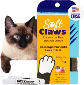 Soft Claws Cat Nail Caps for Large Cats  (40 Caps, Black) - Made in USA - Veterinarian-Developed | Protects Furniture & Skin - Easy to Apply, Long-Lasting Anti-Scratch Soft Cat Claw Covers