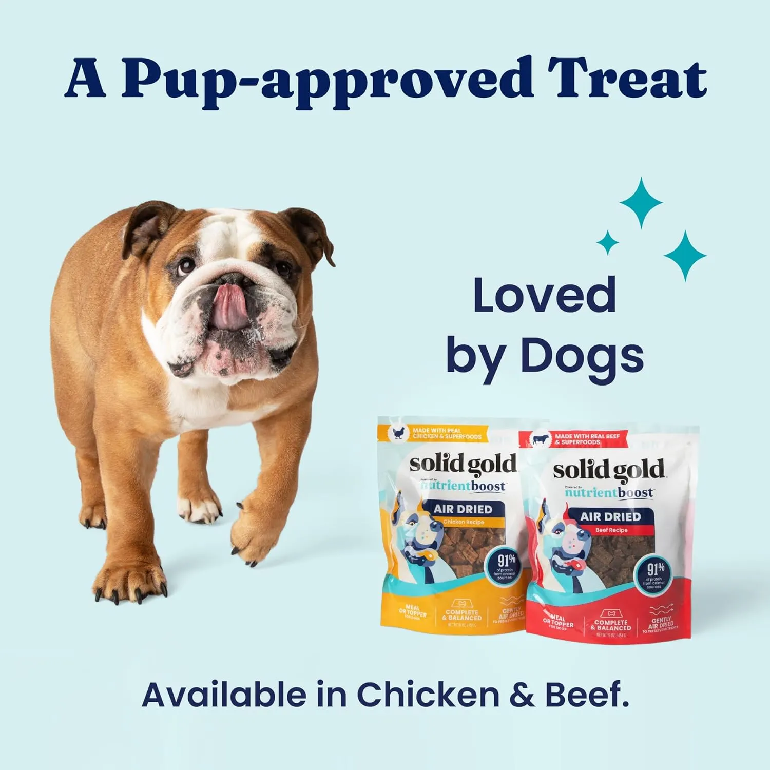 Solid Gold Air Dried Dog Food Toppers for Picky Eaters - Healthy Dog Treats Made with Real Beef to Serve as Meal Topper or Dog Treat - Supports Muscle Growth, Immunity, and Healthy Digestion - 4 oz