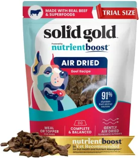 Solid Gold Air Dried Dog Food Toppers for Picky Eaters - Healthy Dog Treats Made with Real Beef to Serve as Meal Topper or Dog Treat - Supports Muscle Growth, Immunity, and Healthy Digestion - 4 oz
