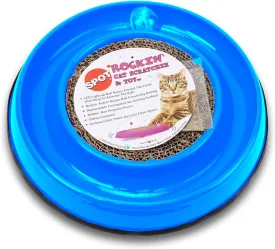 SPOT Rockin' Cat Scratcher Toy- Interactive Cat and Kitten Toy with LED Light Up Ball, Wobble Action, Corrugated 5 Inch Scratching Pad for Claw Grooming and Bag of Catnip, Assorted Colors, 1pc