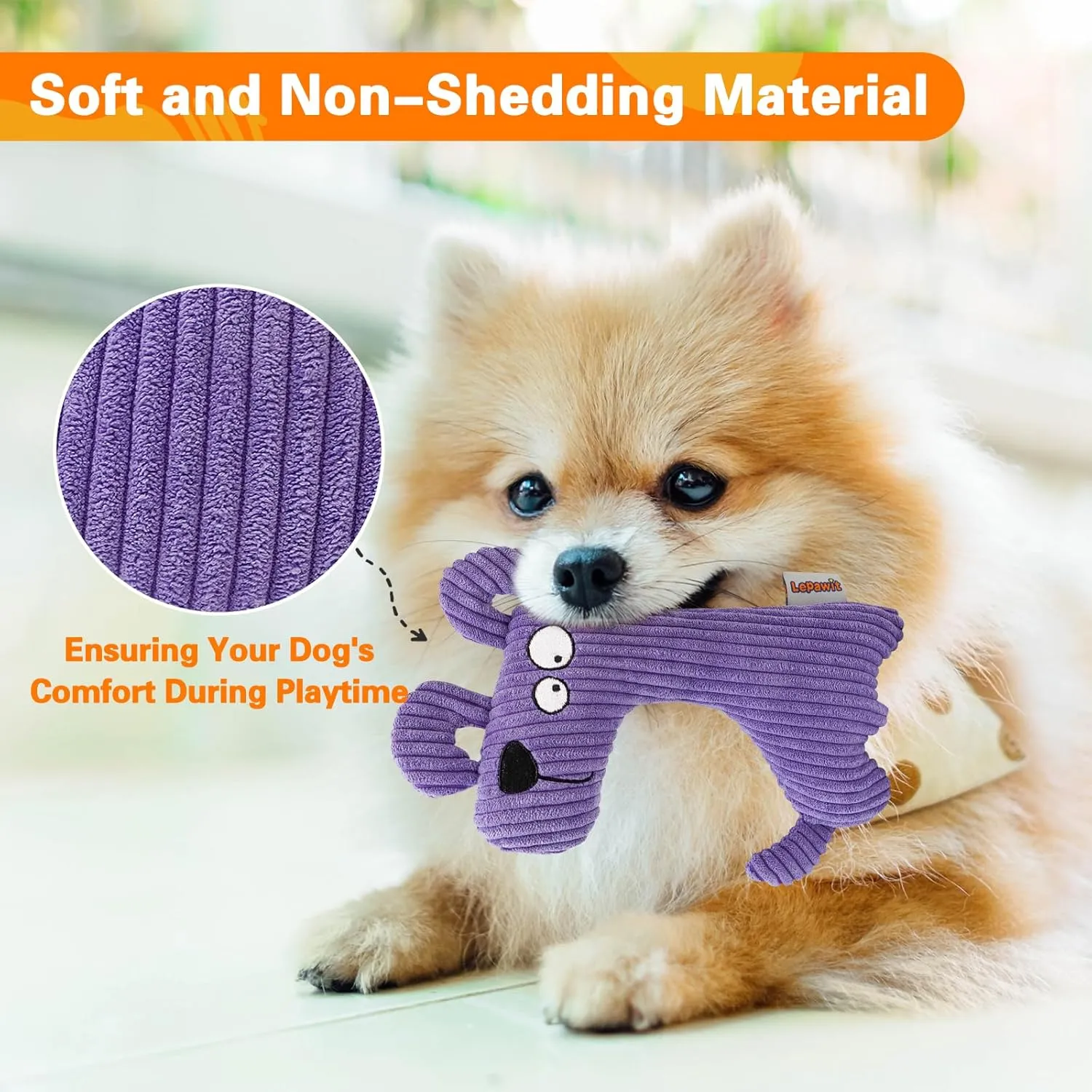 Squeaky Dog Toys, Cute Plush Toy for Dogs Indoor Play, Interactive Dog Toys with Non-Shedding Material for Small and Medium Dogs - 4pack, blue