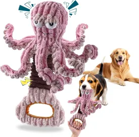 Squeaky Dog Toys, Octopus Dog Toy for Aggressive Chewers, Interactive Tug of War Puppy Toy to Keep Them Busy(Purple)