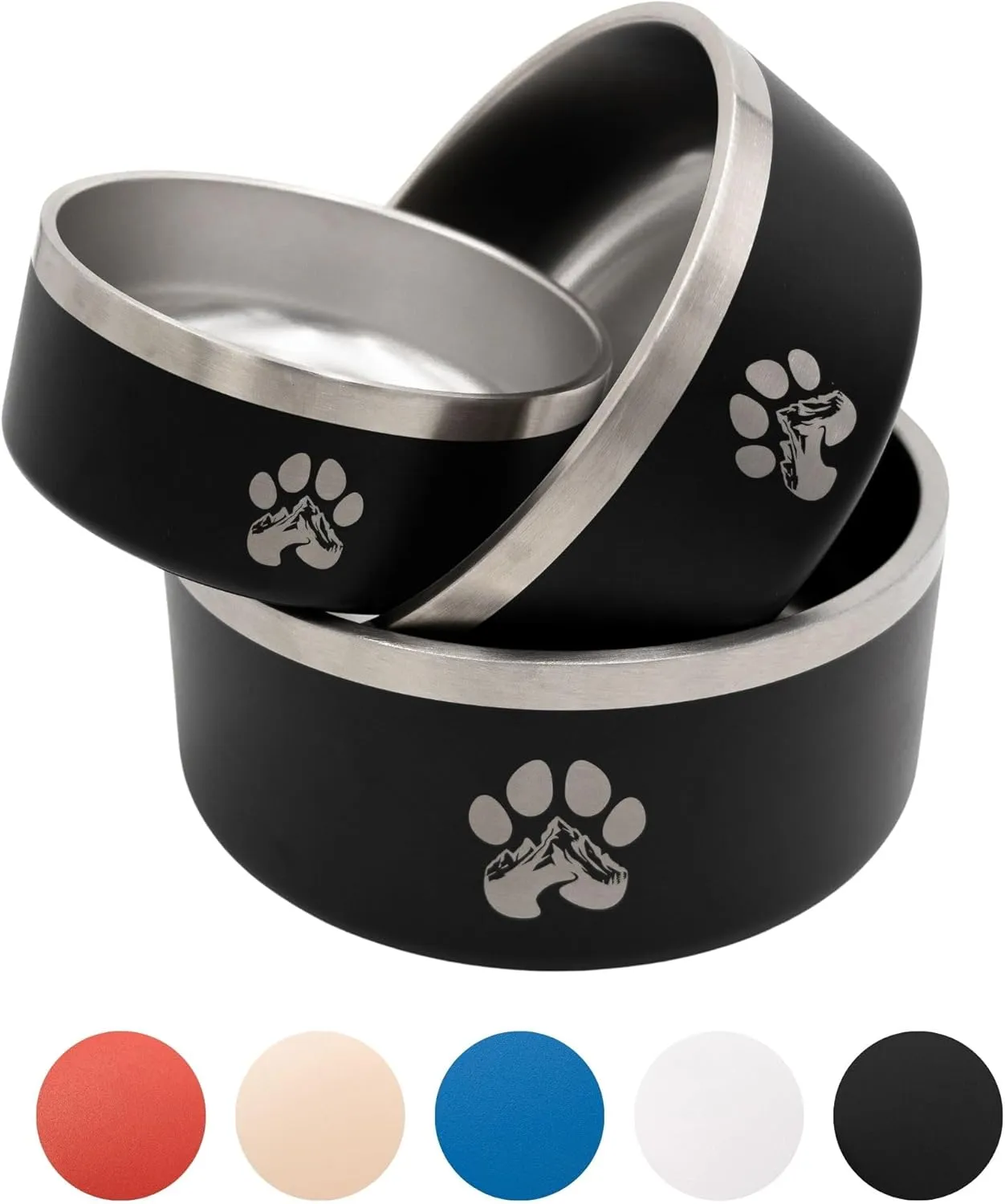 Stainless Steel Dog Bowl for Small-Large Dogs | Double Wall Insulated, Non-Slip Base Heavy Duty Water and Food Bowls for Dogs & Cats | Pet Safe BPA Free & Dishwasher Safe | 32 Oz - Red