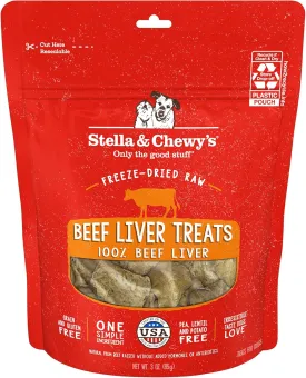 Stella & Chewy's Freeze-Dried Raw Single Ingredient Beef Liver Treats, 3 oz. Bag
