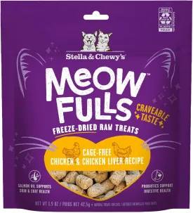 Stella & Chewy's Meowfulls Freeze Dried Cat Treats Chicken & Chicken Liver Recipe, 1.5 oz Bag
