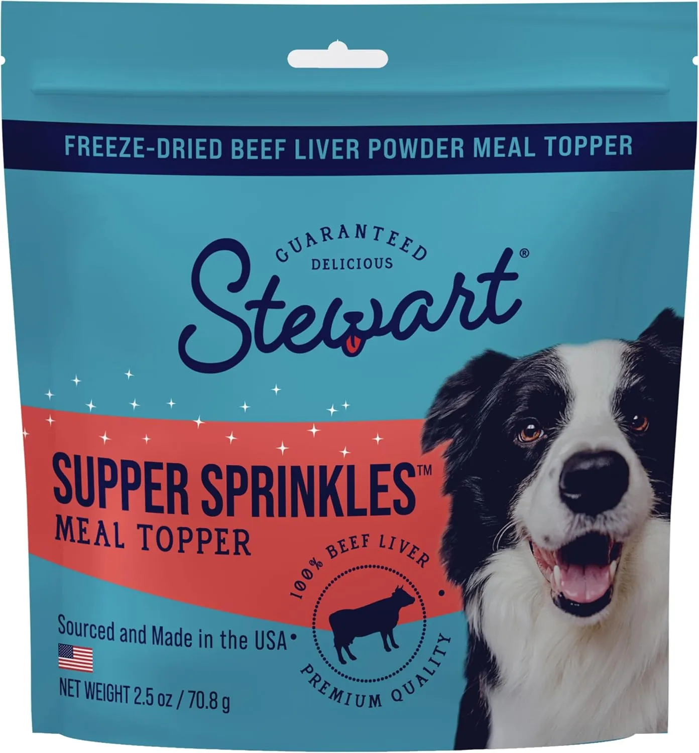 Stewart Beef Liver Supper Sprinkles, Dog Food Toppers, Beef Liver, 2.5 oz. Resealable Bag, Made in USA, Products for Dogs