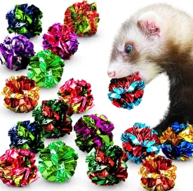 SunGrow 24 Pcs Ferret Mylar Crinkle Balls, 2" for Exercise to Keep Fit, Lightweight, Multicolor Shiny Foil with Crinkly Sound for Indoor Pet Cat, Kitten