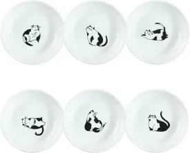 Super Cute Gentleman Cat Ceramic Sauce Dish/Seasoning Dish/Sushi Soy Dipping Bowl/Appetizer Plates/Serving Dish for Kitchen Home(Set of 6)