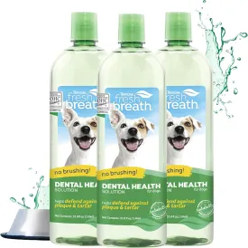 TropiClean Fresh Breath Water Additive for Dogs | 3 Pack | Breath Freshener and Teeth Cleaning Solution | No Toothpaste or Toothbrush Required | 33.8 oz