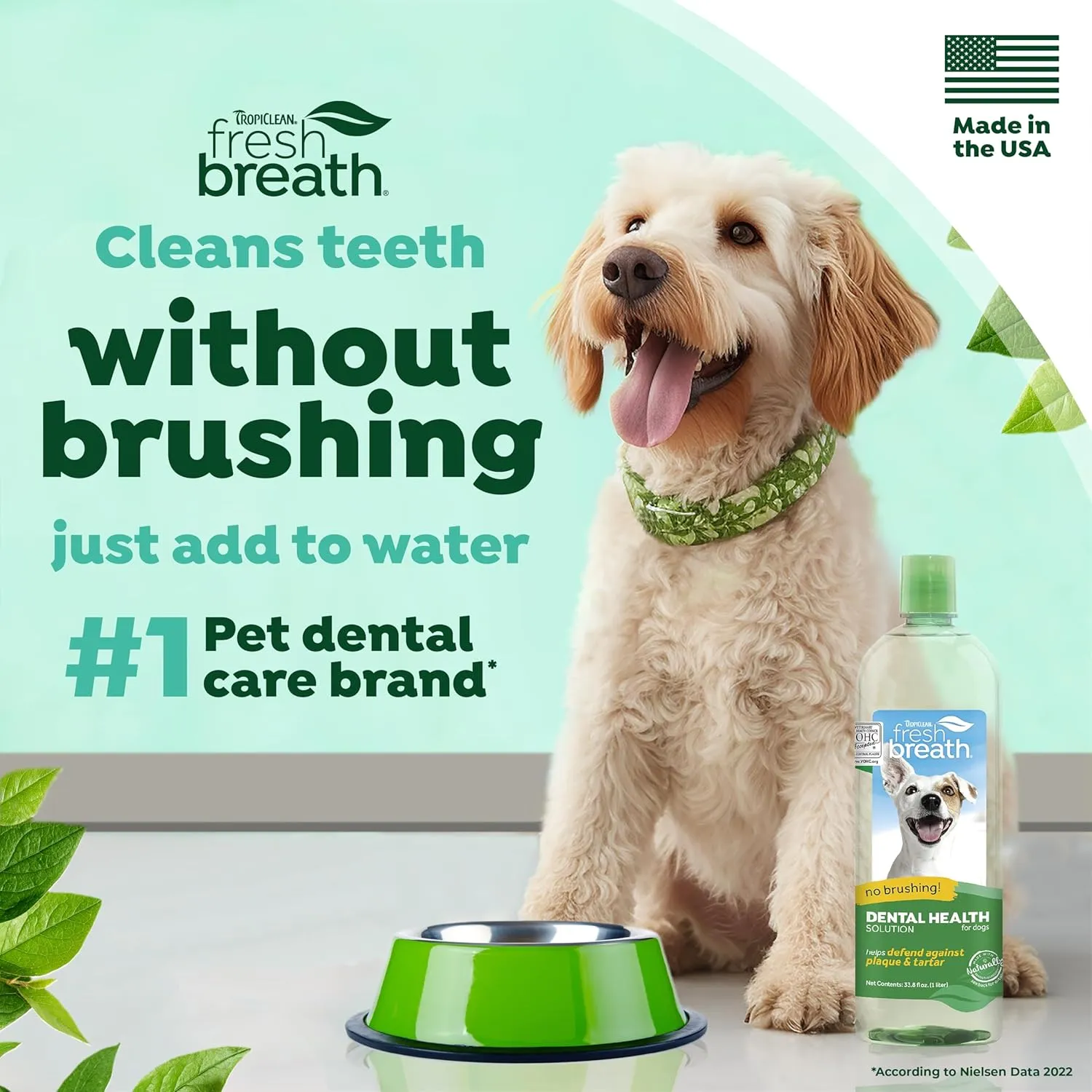 TropiClean Fresh Breath Water Additive for Dogs | 3 Pack | Breath Freshener and Teeth Cleaning Solution | No Toothpaste or Toothbrush Required | 33.8 oz