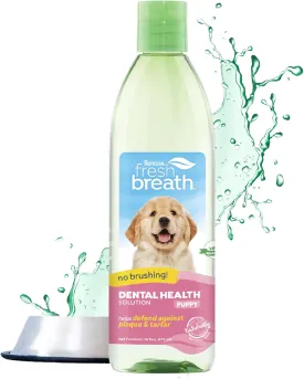TropiClean Fresh Breath Water Additive for Puppies | Breath Freshener and Teeth Cleaning Solution | No Toothpaste or Toothbrush Required | 16oz.