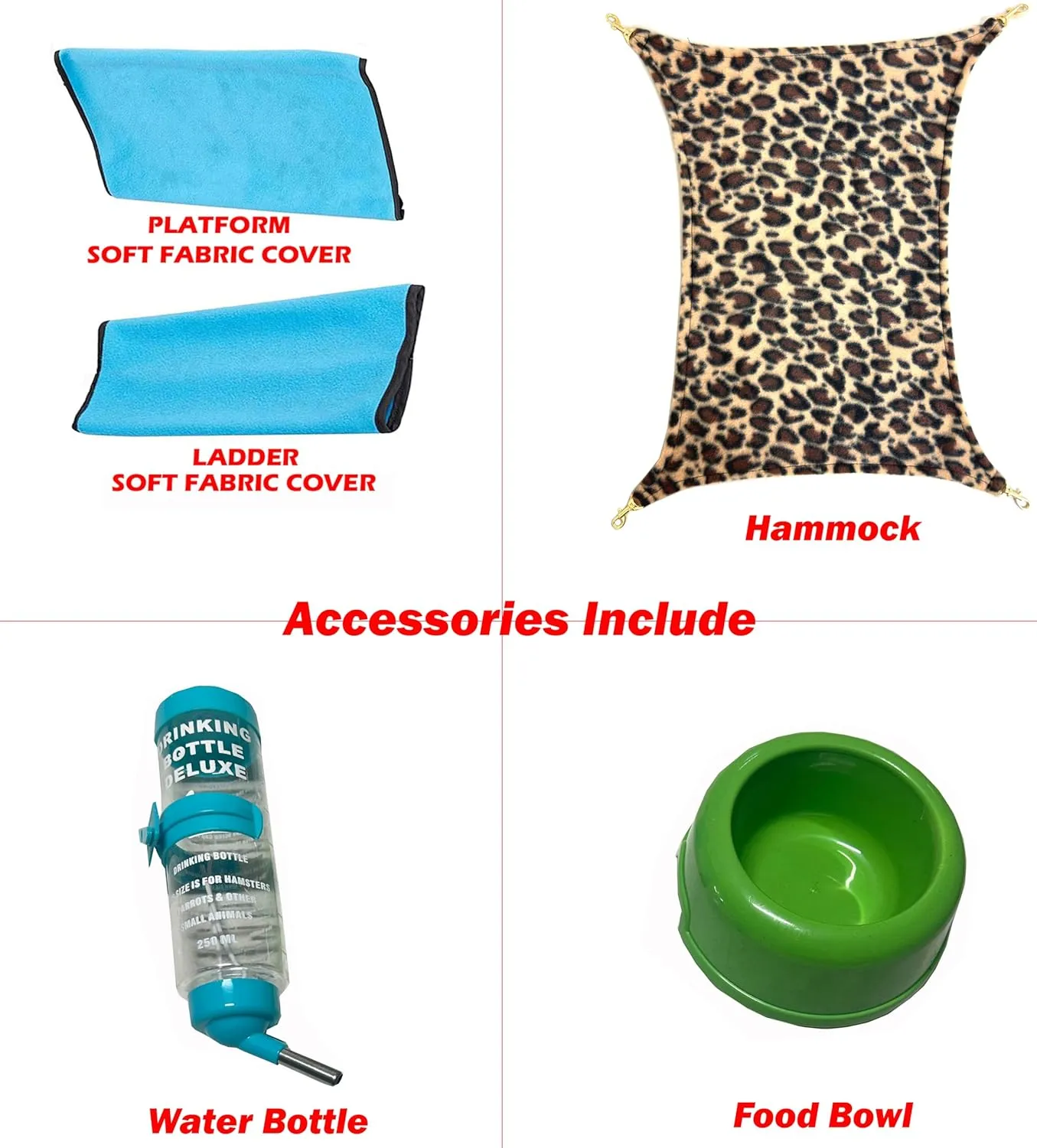 Two Tiers Deluxe Ferret Hammock Guinea Pig Rats Small Animal Critter Home Rolling Cage Tight 1/2-inch Bar Spacing Durable Front Door Water Bottle Food Bowl Easy Clean Pull Out Grate Tray On Wheels