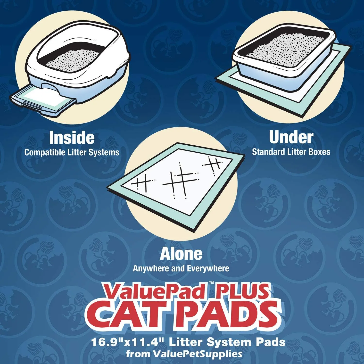 ValuePad Plus Cat Litter Pads, 16.9x11.4 Inch, Unscented, 50 Count - Breeze Compatible Refills - Quick-Dry, Super Absorbent Gel Cat Pads
