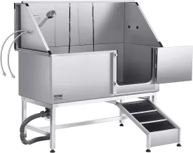 VEVOR Stainless Steel Dog Washing Station, Professional 62 inch Pet Grooming Tub w/Ramp, PE Water Filter Board, Faucet & Showerhead & Soap Holder Bathtub for Large & Medium & Small Pets (Right Door)