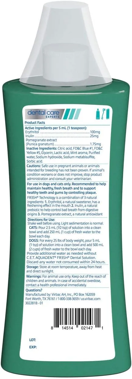 Virbac C.E.T. Aquadent Dental Solution for Dogs and Cats (500 ml)