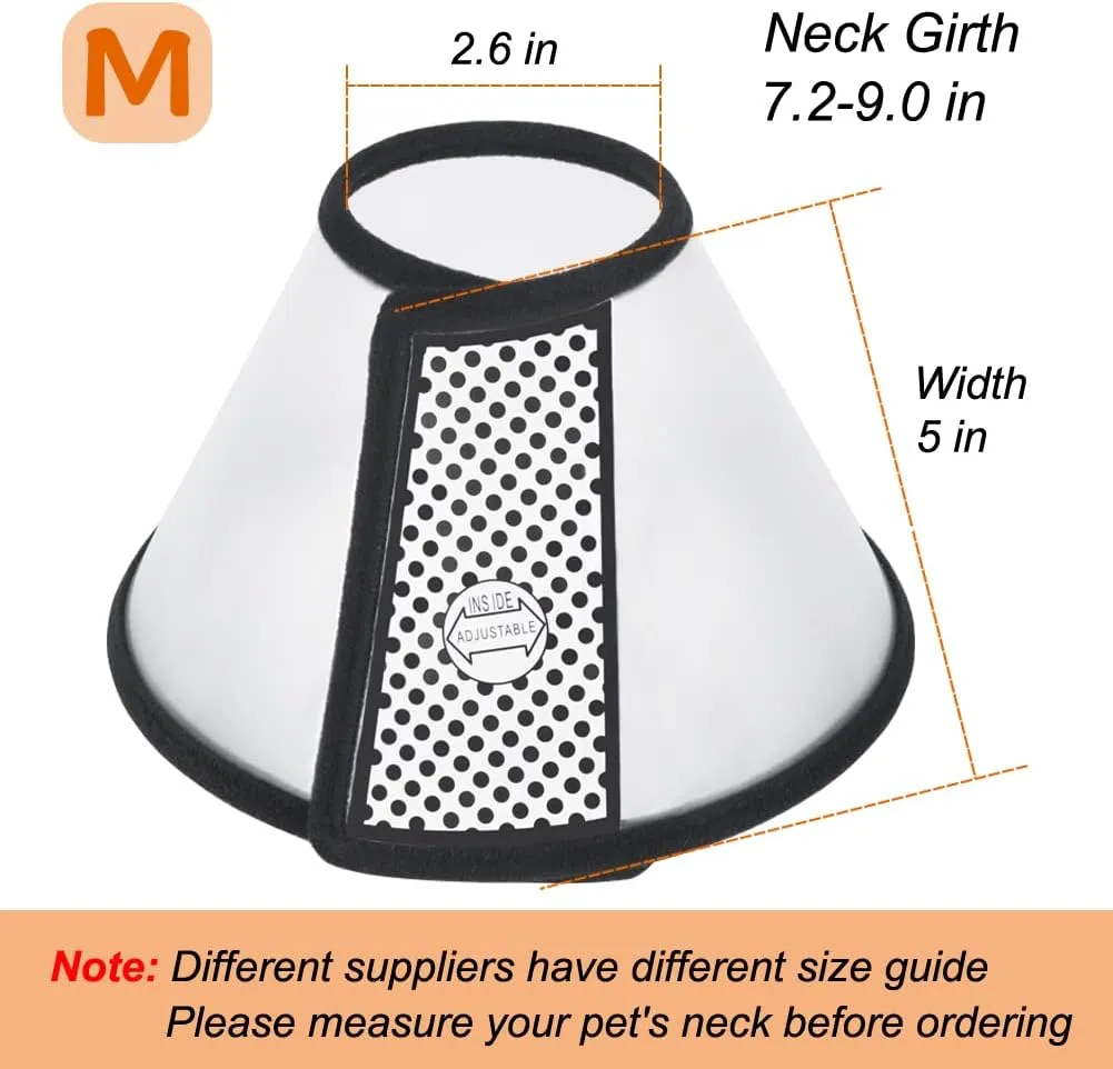 Vivifying Cat Cone, Adjustable Recovery Pet Cone, 8.1 Inches Lightweight Plastic Elizabethan Collar for Cats, Mini Dogs and Rabbits (Black)