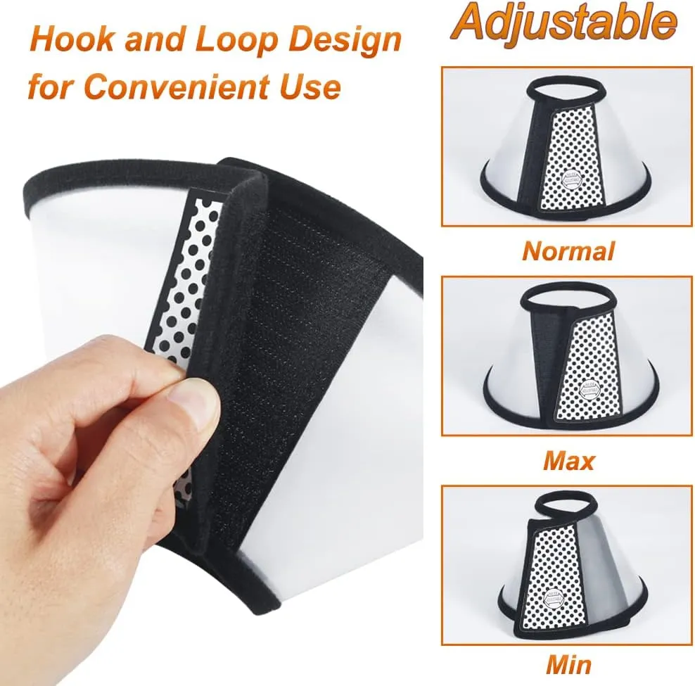 Vivifying Cat Cone, Adjustable Recovery Pet Cone, 8.1 Inches Lightweight Plastic Elizabethan Collar for Cats, Mini Dogs and Rabbits (Black)