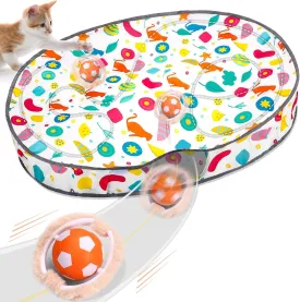 VIWIK Cat Toys for Indoor Cats, Hide and Seek Mouse Catching Game Interactive Cat Ball Toy, Automatic Motion Activated Kitten Toys, Low Noise Fast Rolling Ball in Play Mat for Bored Adult Cats