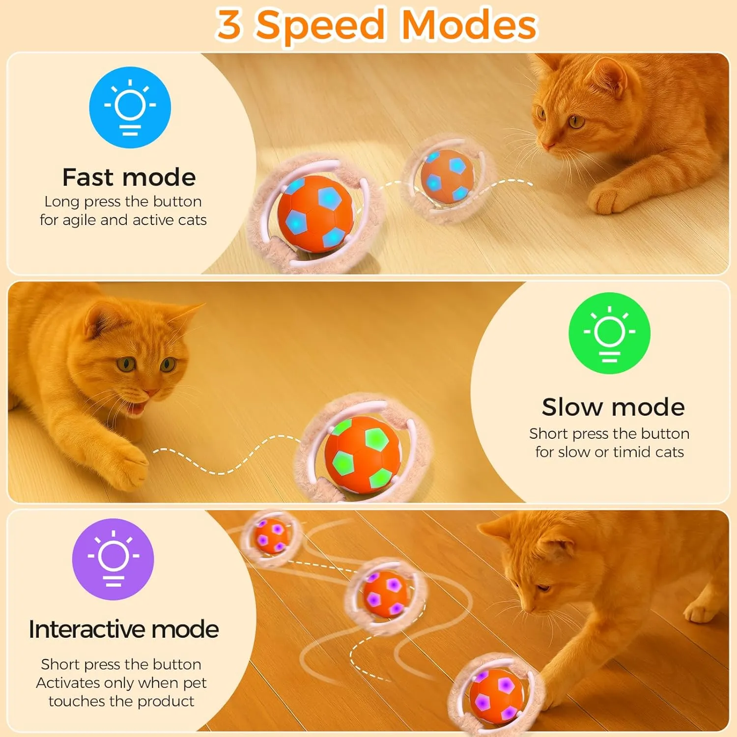 VIWIK Cat Toys for Indoor Cats, Hide and Seek Mouse Catching Game Interactive Cat Ball Toy, Automatic Motion Activated Kitten Toys, Low Noise Fast Rolling Ball in Play Mat for Bored Adult Cats