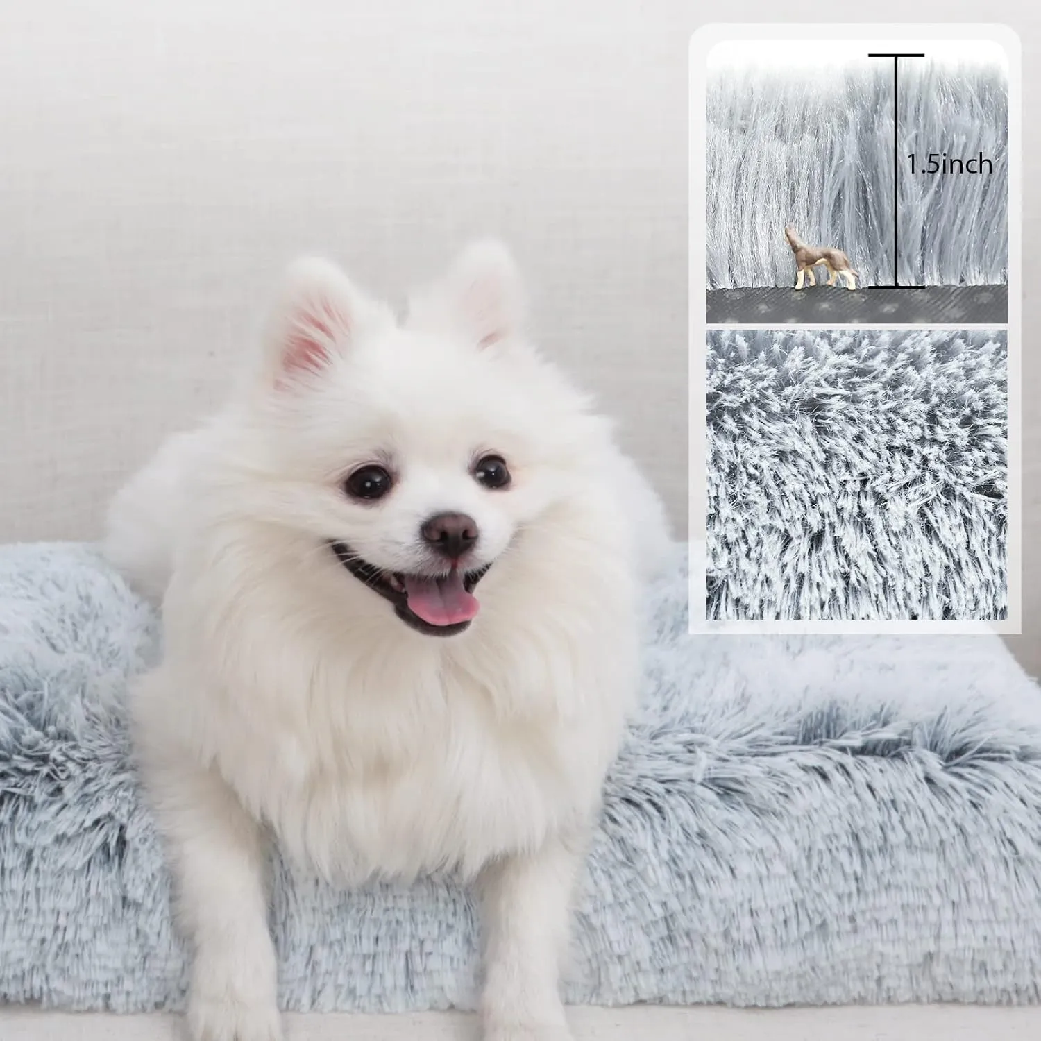 Washable Dog Bed Medium Size Dog with Removable Cover, Super Soft Waterproof Dog Crate Bed with Non-Slip Bottom, Fluffy Pet Bed 2921 Inch, Grey