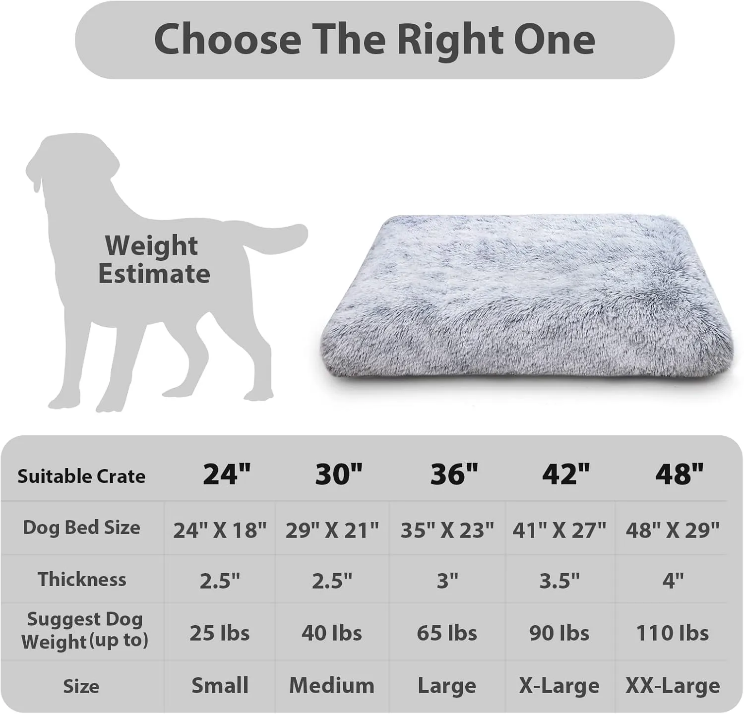 Washable Dog Bed Medium Size Dog with Removable Cover, Super Soft Waterproof Dog Crate Bed with Non-Slip Bottom, Fluffy Pet Bed 2921 Inch, Grey