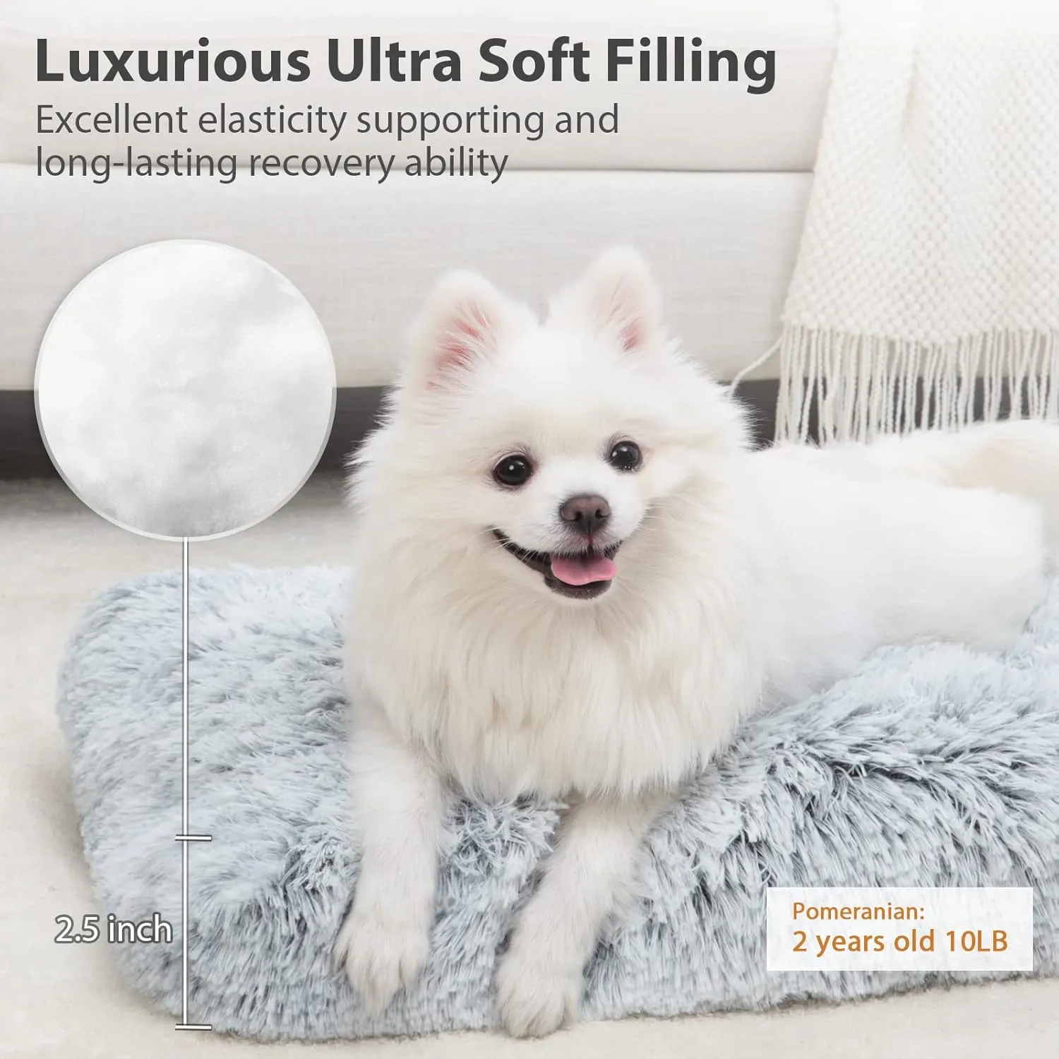Washable Dog Bed Medium Size Dog with Removable Cover, Super Soft Waterproof Dog Crate Bed with Non-Slip Bottom, Fluffy Pet Bed 2921 Inch, Grey