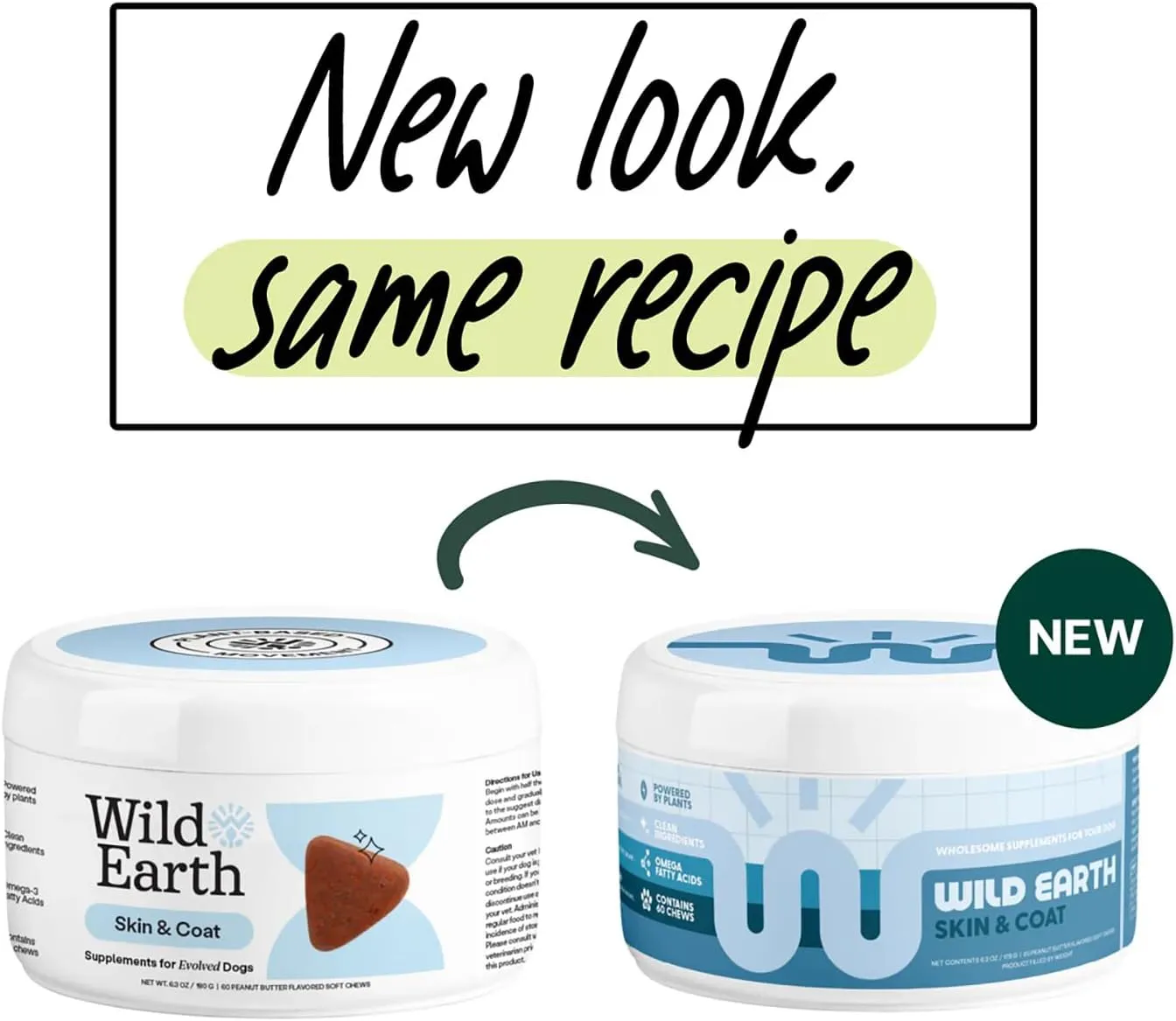 Wild Earth Dog Supplements, Soft Chews for Skin & Coat, Rich in Antioxidants, Omega 3 & 6 Fatty Acids, Allergy & Itch Relief, Supports Normal Shedding, Veterinarian-Developed, Vegan