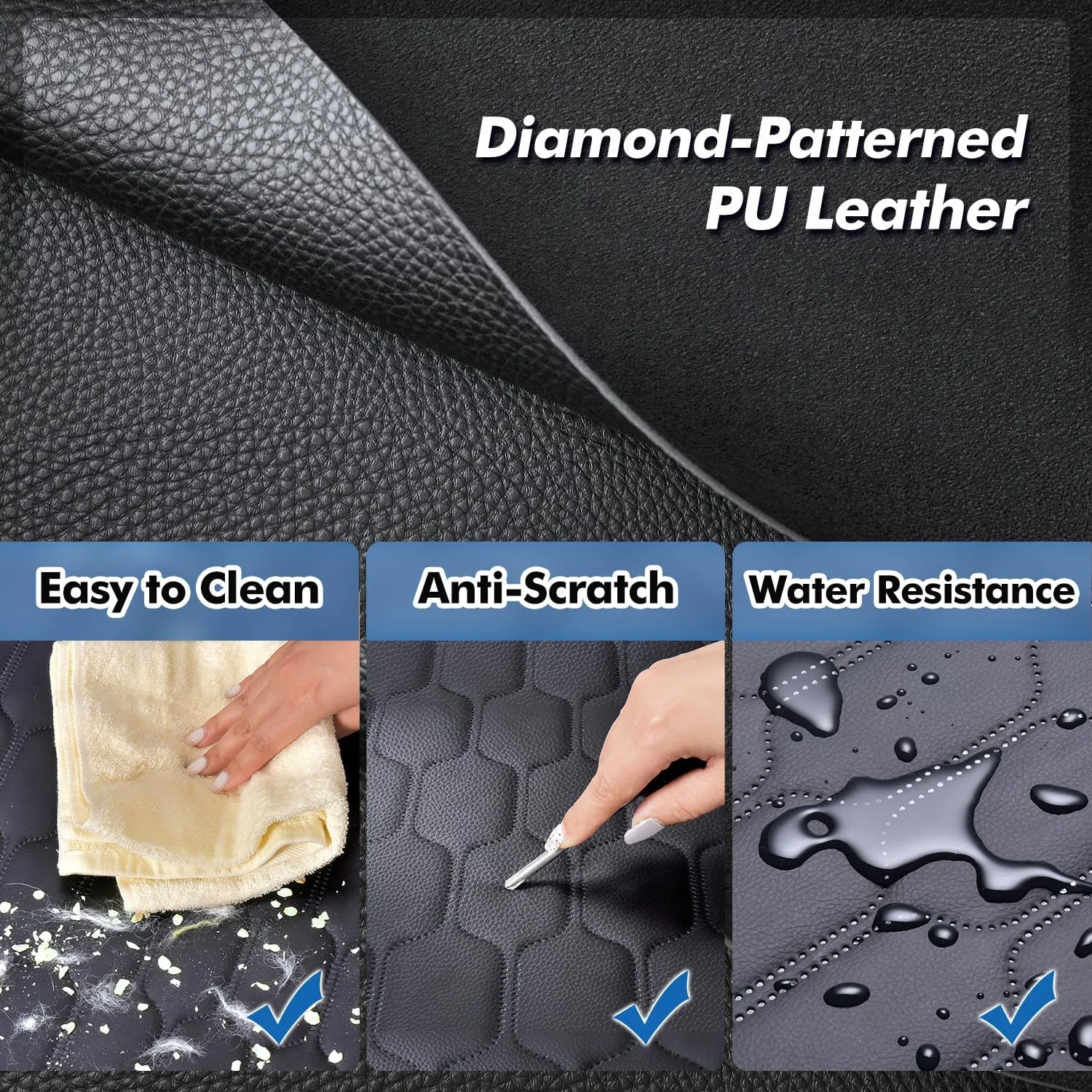 XL 3-in-1 Convertible PU Leather Dog Car Seat Extender & Booster Seat  400lb Capacity, Waterproof, Hard Bottom, Scratch-Proof Hammock for Cars & SUVs