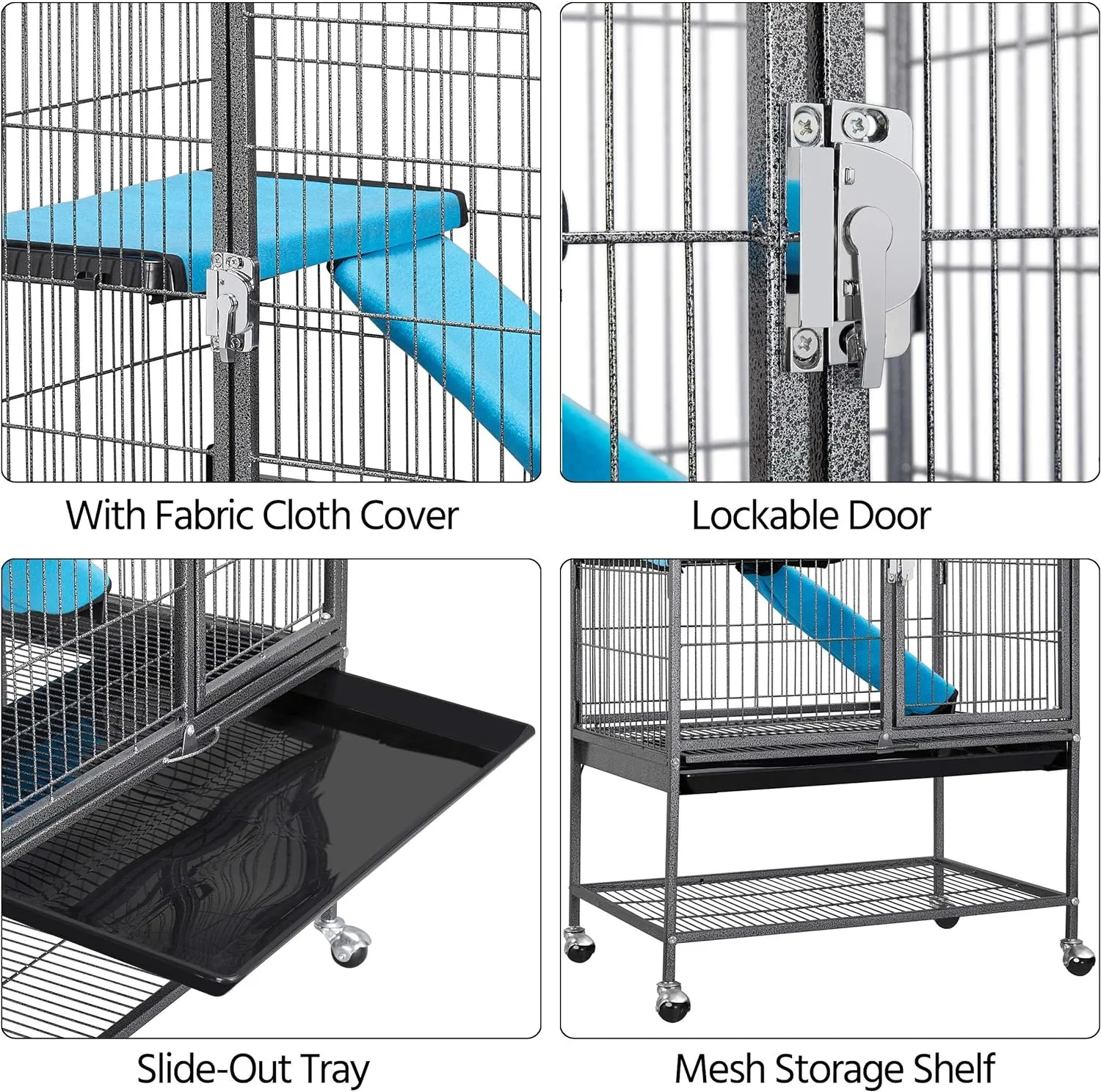 Yaheetech Metal 34'' Ferret Cage Critter Nation Cage Indoor for Adult Rats/Rabbits/Ferrets/Chinchillas 2-Tiers Small Animal Cage w/Removable TrayShelf, Black
