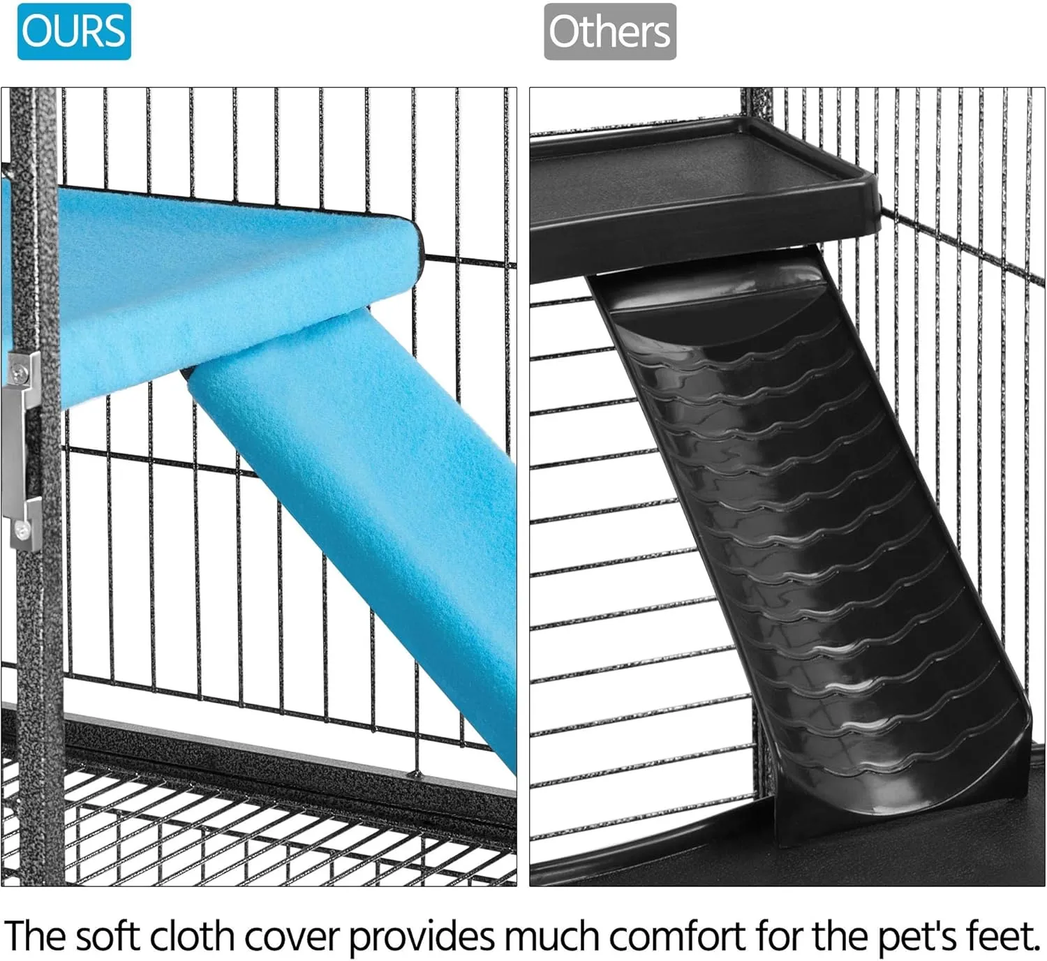Yaheetech Metal 34'' Ferret Cage Critter Nation Cage Indoor for Adult Rats/Rabbits/Ferrets/Chinchillas 2-Tiers Small Animal Cage w/Removable TrayShelf, Black